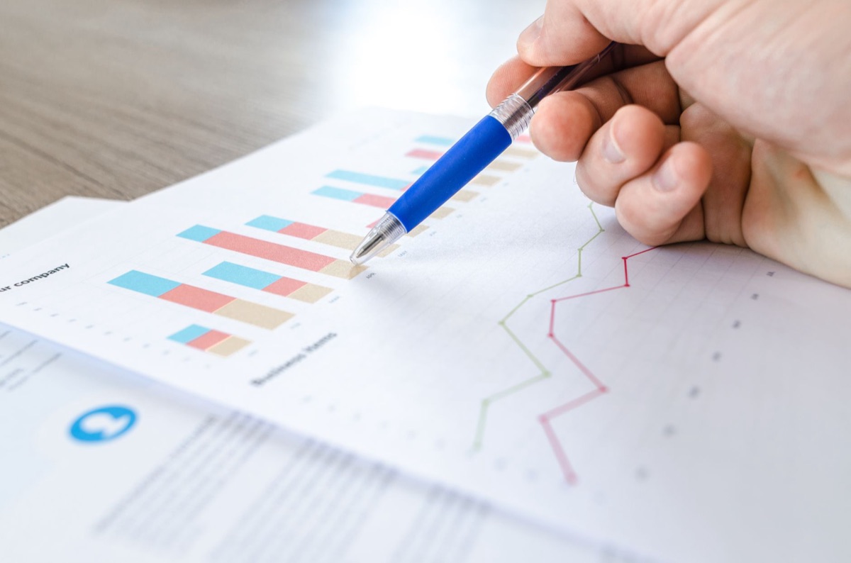 Spreadsheet showing sales trends and customer segmentation