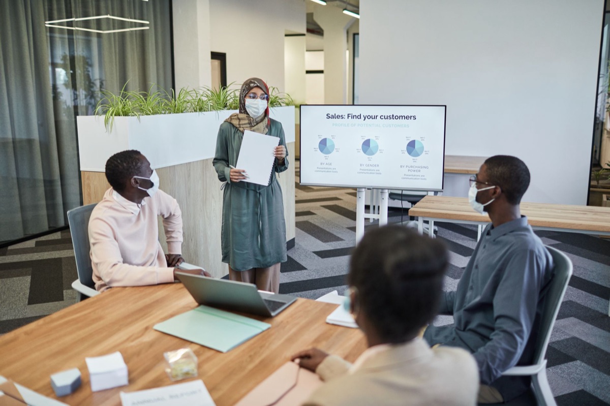 sales team meeting in a conference room