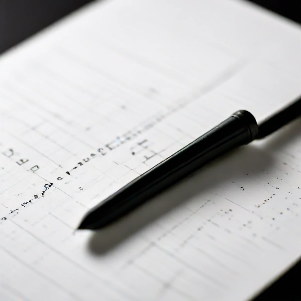 Gros plan d'un stylo plume et d'un carnet de notes avec un graphique de croissance.