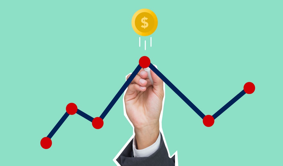 Gráfico de crescimento de vendas com tendência ascendente mostrando sucesso comercial.